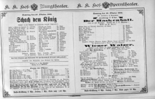 Theaterzettel (Oper und Burgtheater in Wien) 18861023 Seite: 1