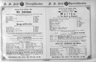 Theaterzettel (Oper und Burgtheater in Wien) 18861029 Seite: 1