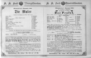 Theaterzettel (Oper und Burgtheater in Wien) 18861103 Seite: 1