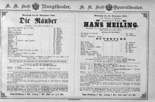 Theaterzettel (Oper und Burgtheater in Wien) 18861110 Seite: 1