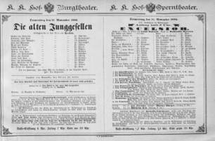 Theaterzettel (Oper und Burgtheater in Wien) 18861111 Seite: 1