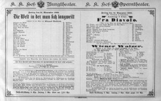 Theaterzettel (Oper und Burgtheater in Wien) 18861112 Seite: 1