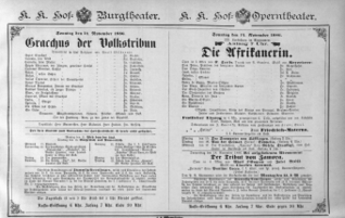 Theaterzettel (Oper und Burgtheater in Wien) 18861114 Seite: 1