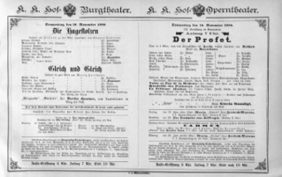 Theaterzettel (Oper und Burgtheater in Wien) 18861118 Seite: 1