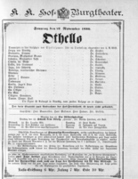 Theaterzettel (Oper und Burgtheater in Wien) 18861121 Seite: 1