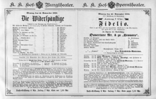 Theaterzettel (Oper und Burgtheater in Wien) 18861122 Seite: 1