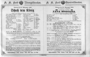 Theaterzettel (Oper und Burgtheater in Wien) 18861123 Seite: 1