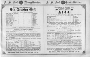 Theaterzettel (Oper und Burgtheater in Wien) 18861124 Seite: 1
