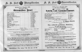 Theaterzettel (Oper und Burgtheater in Wien) 18861203 Seite: 1