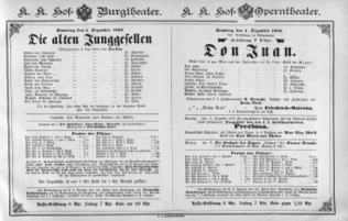 Theaterzettel (Oper und Burgtheater in Wien) 18861204 Seite: 1