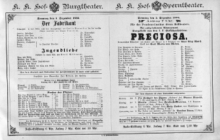 Theaterzettel (Oper und Burgtheater in Wien) 18861205 Seite: 1