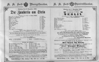 Theaterzettel (Oper und Burgtheater in Wien) 18861207 Seite: 1