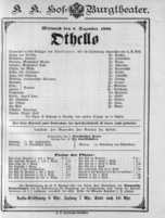 Theaterzettel (Oper und Burgtheater in Wien) 18861208 Seite: 1
