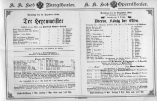 Theaterzettel (Oper und Burgtheater in Wien) 18861211 Seite: 1