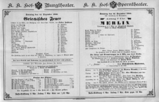 Theaterzettel (Oper und Burgtheater in Wien) 18861212 Seite: 1