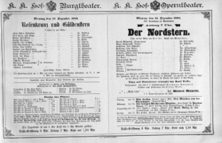 Theaterzettel (Oper und Burgtheater in Wien) 18861213 Seite: 1