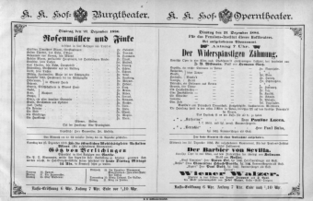 Theaterzettel (Oper und Burgtheater in Wien) 18861221 Seite: 1