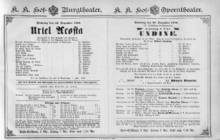 Theaterzettel (Oper und Burgtheater in Wien) 18861226 Seite: 1