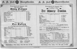 Theaterzettel (Oper und Burgtheater in Wien) 18861230 Seite: 1