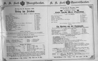 Theaterzettel (Oper und Burgtheater in Wien) 18861231 Seite: 1