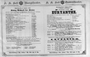 Theaterzettel (Oper und Burgtheater in Wien) 18870102 Seite: 1