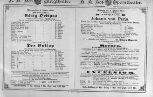 Theaterzettel (Oper und Burgtheater in Wien) 18870103 Seite: 1