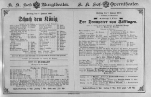 Theaterzettel (Oper und Burgtheater in Wien) 18870107 Seite: 1