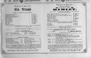 Theaterzettel (Oper und Burgtheater in Wien) 18870110 Seite: 1