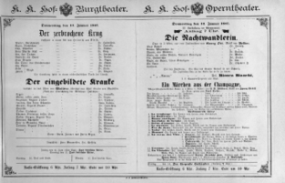 Theaterzettel (Oper und Burgtheater in Wien) 18870113 Seite: 1