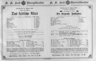 Theaterzettel (Oper und Burgtheater in Wien) 18870114 Seite: 1