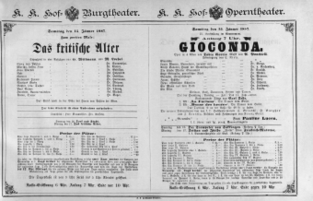 Theaterzettel (Oper und Burgtheater in Wien) 18870115 Seite: 1