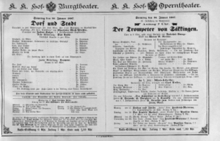Theaterzettel (Oper und Burgtheater in Wien) 18870116 Seite: 1