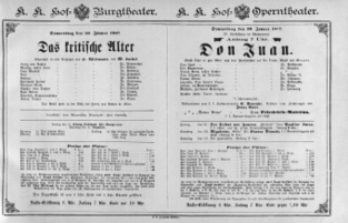 Theaterzettel (Oper und Burgtheater in Wien) 18870120 Seite: 1