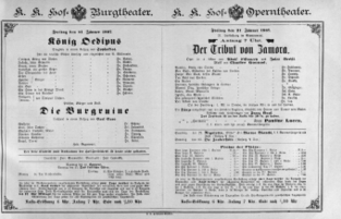 Theaterzettel (Oper und Burgtheater in Wien) 18870121 Seite: 1