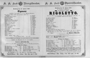 Theaterzettel (Oper und Burgtheater in Wien) 18870122 Seite: 1