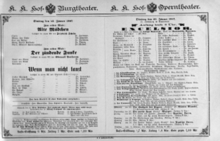 Theaterzettel (Oper und Burgtheater in Wien) 18870125 Seite: 1