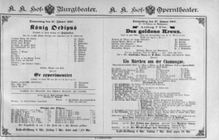 Theaterzettel (Oper und Burgtheater in Wien) 18870127 Seite: 1