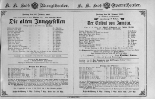 Theaterzettel (Oper und Burgtheater in Wien) 18870128 Seite: 1