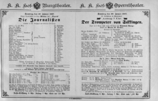 Theaterzettel (Oper und Burgtheater in Wien) 18870129 Seite: 1