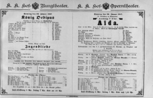 Theaterzettel (Oper und Burgtheater in Wien) 18870130 Seite: 1