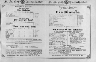 Theaterzettel (Oper und Burgtheater in Wien) 18870131 Seite: 1