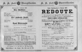 Theaterzettel (Oper und Burgtheater in Wien) 18870205 Seite: 1