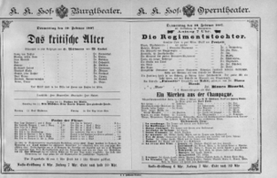 Theaterzettel (Oper und Burgtheater in Wien) 18870210 Seite: 1