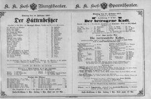 Theaterzettel (Oper und Burgtheater in Wien) 18870215 Seite: 1