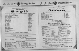 Theaterzettel (Oper und Burgtheater in Wien) 18870217 Seite: 1