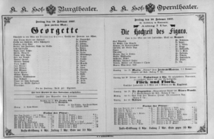 Theaterzettel (Oper und Burgtheater in Wien) 18870218 Seite: 1