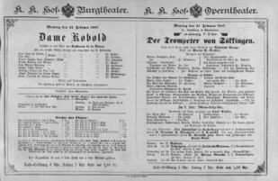 Theaterzettel (Oper und Burgtheater in Wien) 18870221 Seite: 1