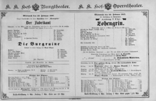 Theaterzettel (Oper und Burgtheater in Wien) 18870223 Seite: 1