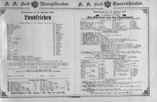 Theaterzettel (Oper und Burgtheater in Wien) 18870224 Seite: 1