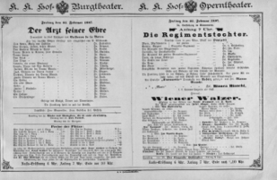 Theaterzettel (Oper und Burgtheater in Wien) 18870225 Seite: 1